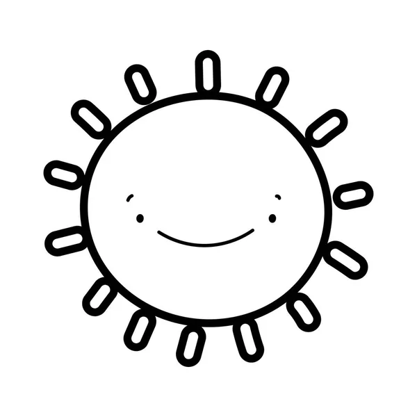 Cute sun hot summer cartoon design thick line — Image vectorielle