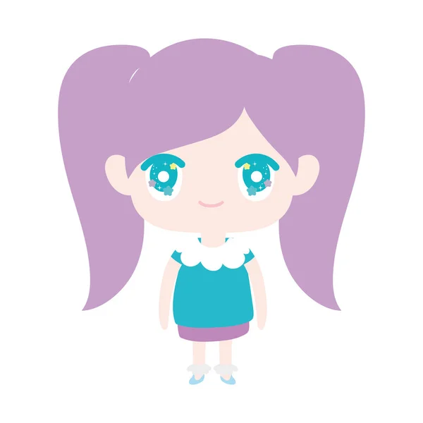 Kids, cute little girl anime cartoon character — Image vectorielle