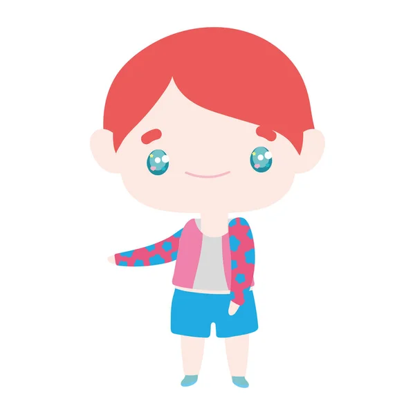 Cute little boy happy cartoon character kids — Stockvektor