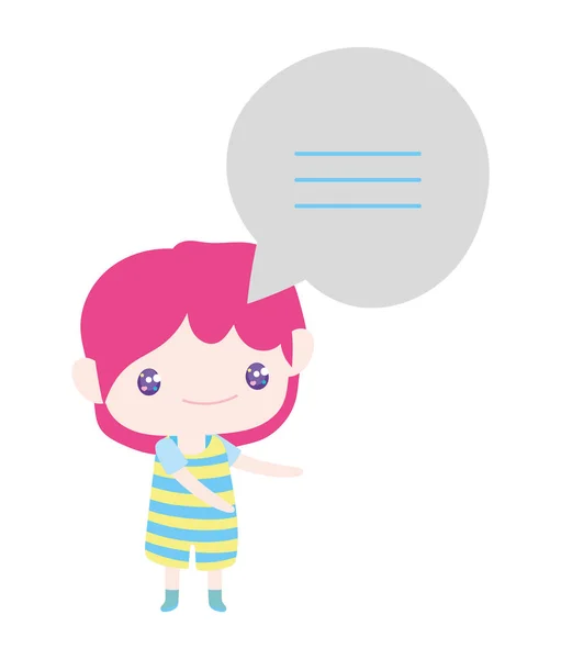 Cute little boy cartoon speech bubble — ストックベクタ