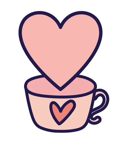 Happy valentines day pink coffee cup love and heart — Image vectorielle