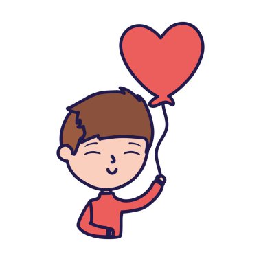 happy valentines day young boy with balloon heart love card