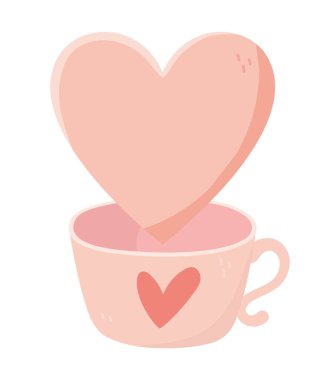 happy valentines day pink coffee cup love and heart