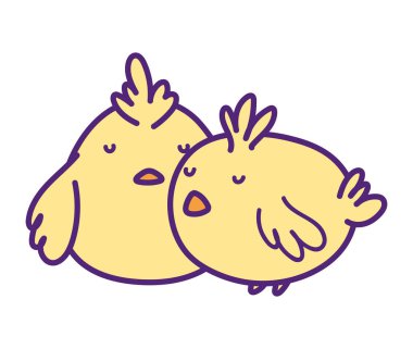 cute little chickens bird animal icon