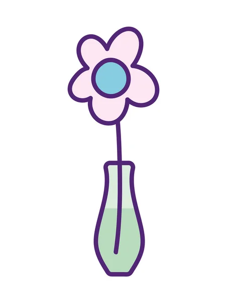 Decorative vase with flower ornament icon —  Vetores de Stock