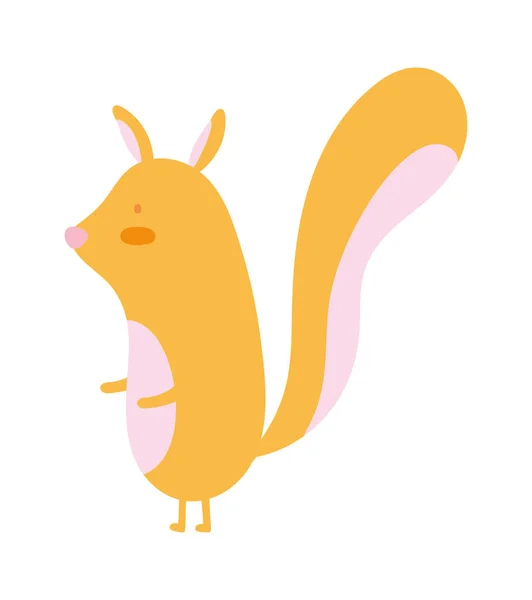 Cute little squirrel cartoon animal on white background — Stockvector