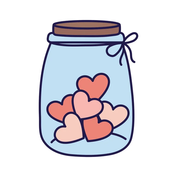 Happy valentines day jar glass heart love card — ストックベクタ