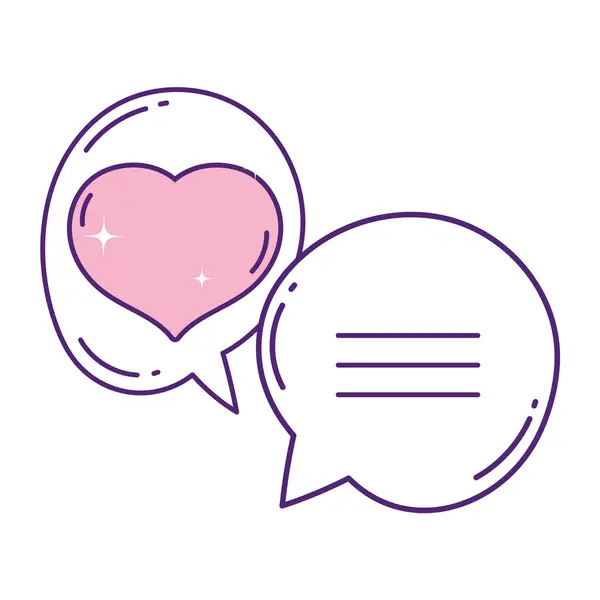 Speech bubbles love heart romantic feeeling message — Stock Vector