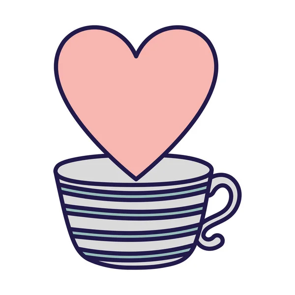 Happy valentines day coffee cup love and heart — Image vectorielle