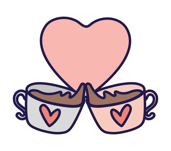 Happy valentines day toast chocolate cups heart love — Stock vektor