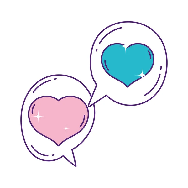 Hearts love romantic speech bubbles design — стоковый вектор