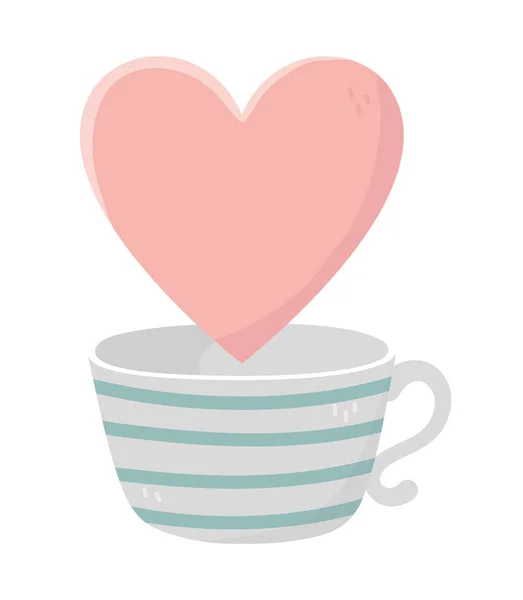 Happy valentines day coffee cup love and heart — 图库矢量图片