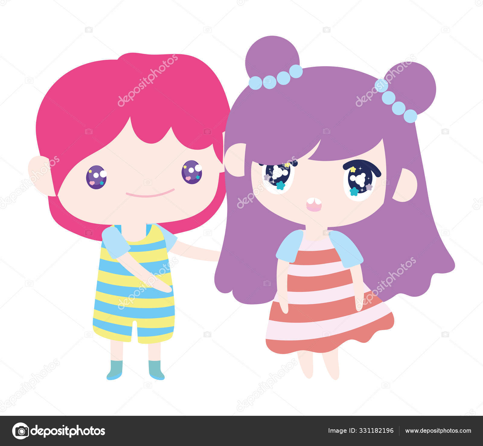 Kids Little Girl And Boy Anime Cartoon Characters Vector Image By C Stockgiu Vector Stock