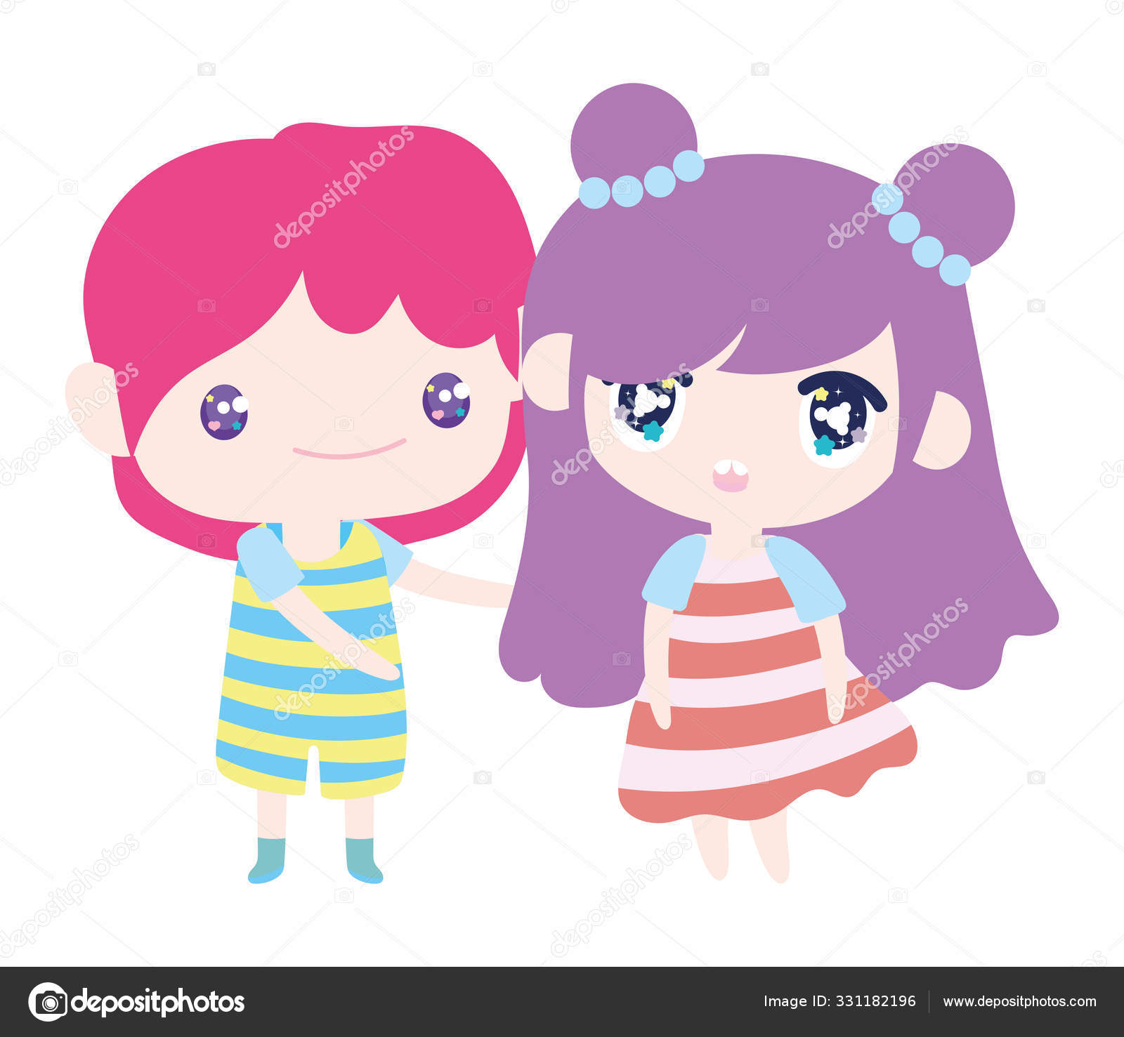 Kids Little Girl And Boy Anime Cartoon Characters Vector Image By C Stockgiu Vector Stock Kids Little Girl And Boy Anime Cartoon Characters Vector Image By C Stockgiu Vector Stock