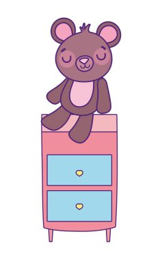 cute teddy bear sitting on drawers furniture