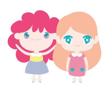 kids, cute little girls anime cartoon characters