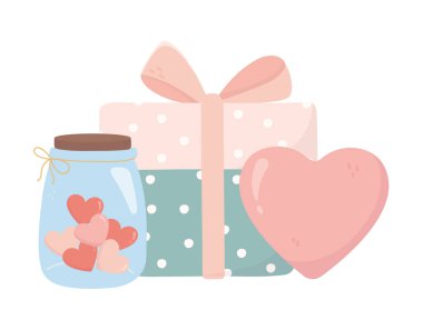 happy valentines day gift box jar glass heart love card