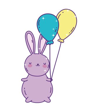 cute rabbit with balloon decoration celebration