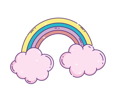 cute rainbow clouds sky fantasy icon
