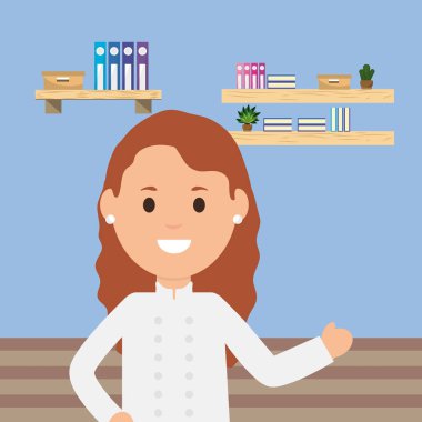 Doktor kadın profesyonel iş rafları ciltleme kitapları bitkiler