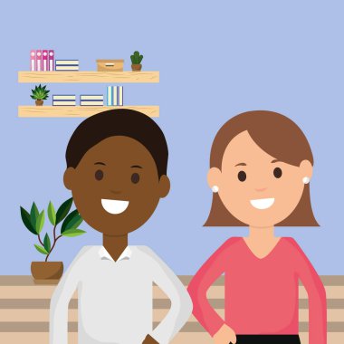 İş adamları çalışma alanı raf kitapları eker