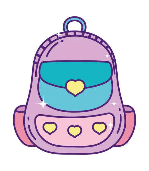 Cute school backpack with hearts decoration — Stockvektor