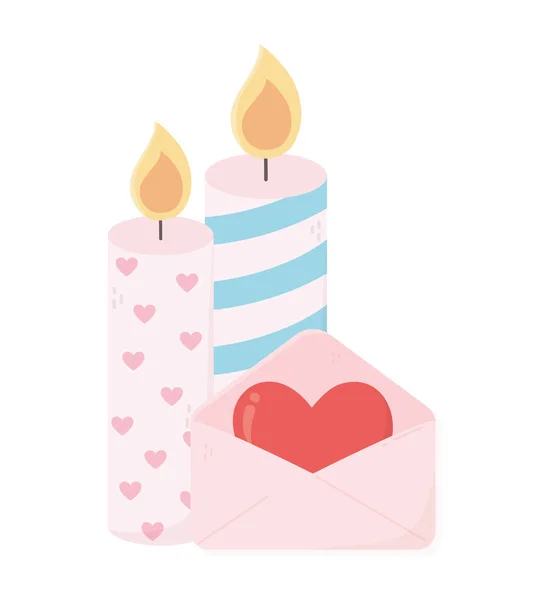 Happy valentines day candles and message love card — Image vectorielle