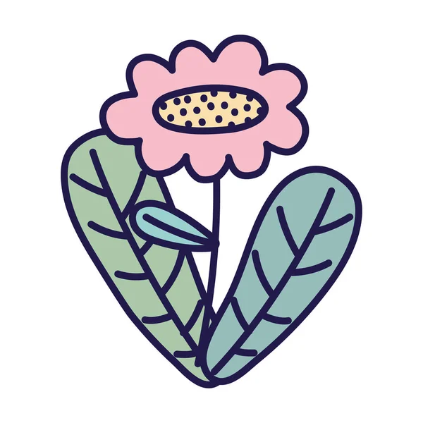 Decorativo rosa flor folhas decoração ícone — Vetor de Stock