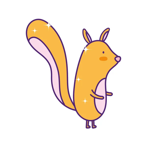 Cute little squirrel cartoon animal on white background — Stok Vektör
