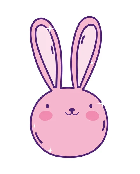 Cute rabbit face adorable cartoon character icon — Stok Vektör