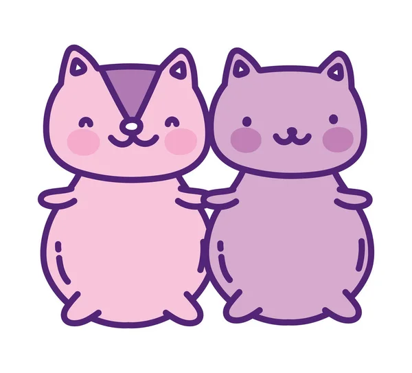 Cute squirrel and cat cartoon characters — Stok Vektör