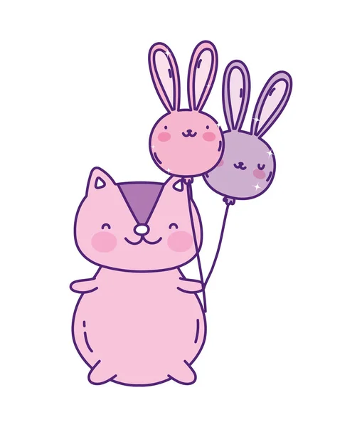 Cute squirrel with balloons shaped rabbit cartoon — 스톡 벡터