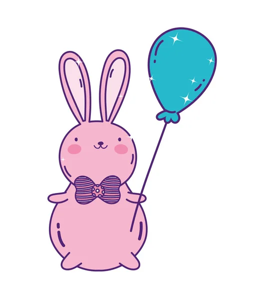 Cute rabbit cartoon with balloon decoration — Archivo Imágenes Vectoriales