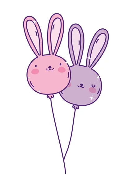 Cute balloons shaped rabbit decoration celebration — 스톡 벡터