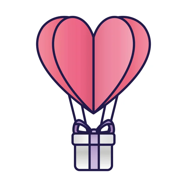Glad Alla hjärtans dag origami papper ballong med gåva kärlek — Stock vektor