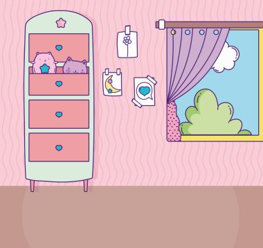 Oda penceresi. Oyuncak çekmeceler. Kediler ve duvarlar.