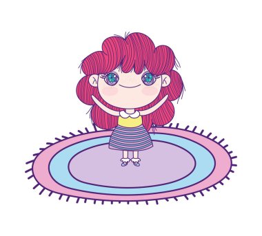 cute little girl cartoon standing on carpet