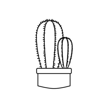 Kaktüs saksı bitkileri çizgi simgesi