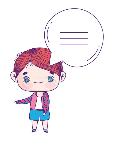 Cute little boy cartoon speech bubble — Stockvector