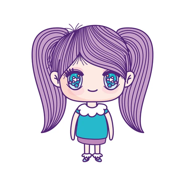 Kids, cute little girl anime cartoon character — Stok Vektör