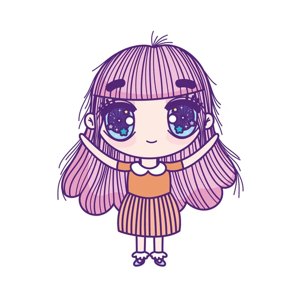 Kids, cute little girl anime cartoon character — ストックベクタ