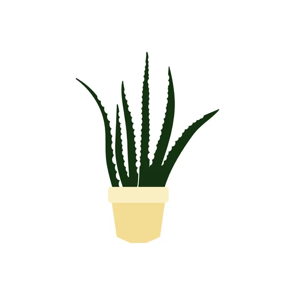 Aloe vera in pot plants flat icon — ストックベクタ