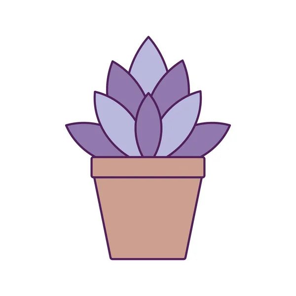 Potted leaves plant fill line — Vector de stock