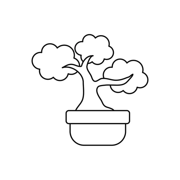 Japán bonsai fa növények vonal stílus ikon — Stock Vector