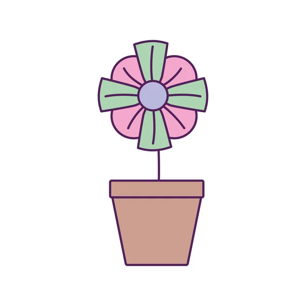 Potted flower plant fill line — 스톡 벡터
