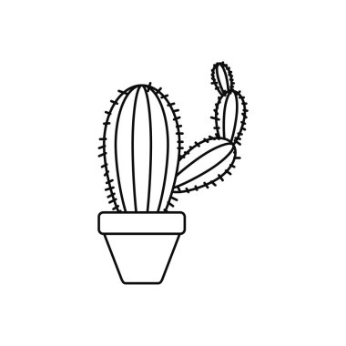 Kaktüs saksı bitkileri çizgi simgesi
