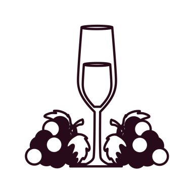 Üzümlü cam bardak çizgi simgesi