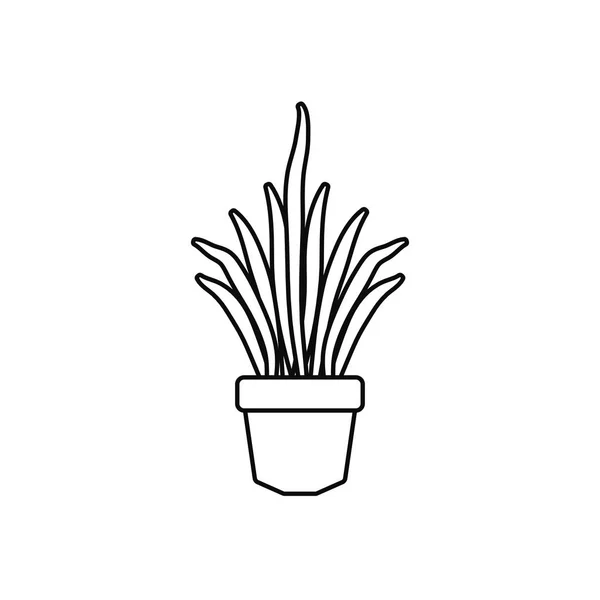 Feuilles longues nature plantes ligne style icône — Image vectorielle