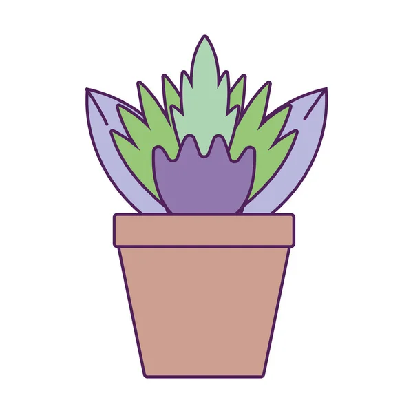 Potted leaves plant fill line — Vector de stock