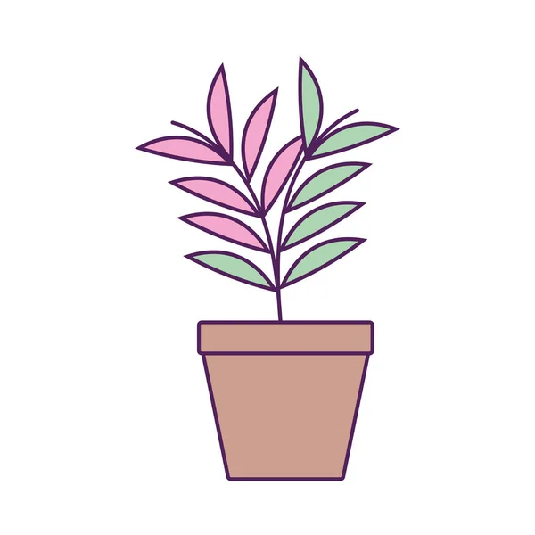 Potted leaves plant fill line — Stockvektor